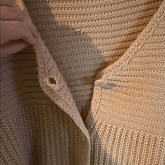 SHEIN Camel V-Neck Button-Up Cropped  Knit Cardigan Sweater - Picture 4 of 6